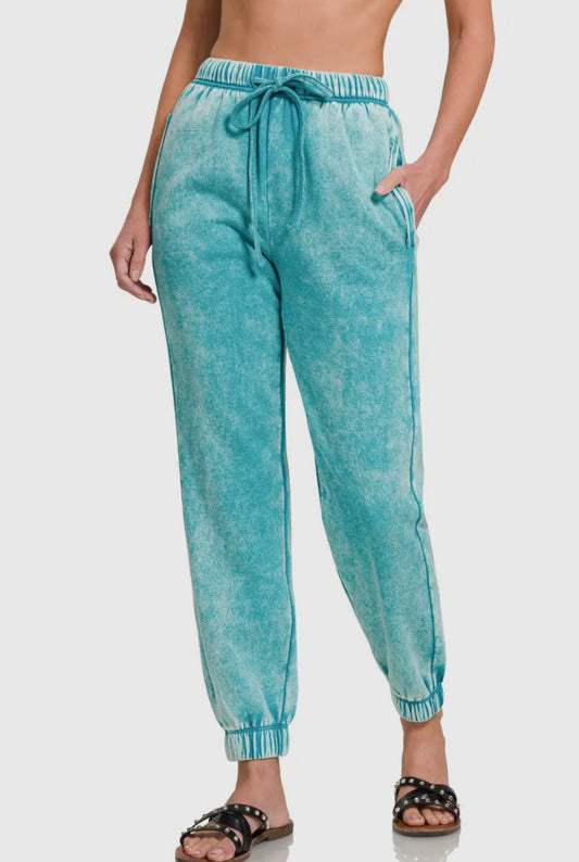 Turquoise Mineral Wash Joggers