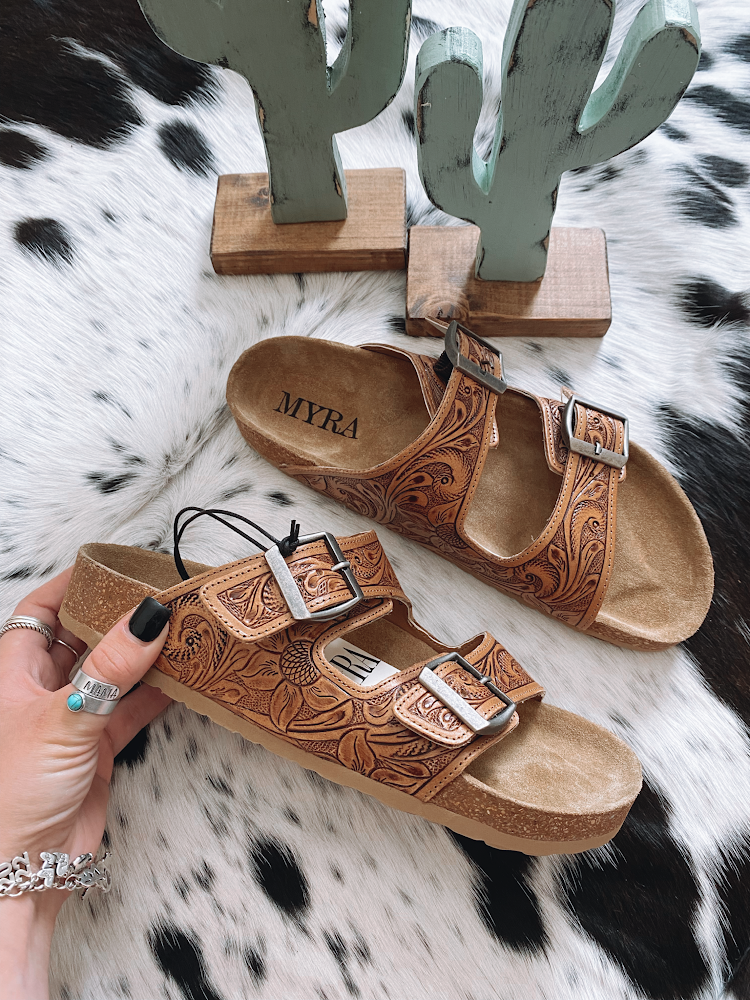 Myra Tooled Leather Sandals