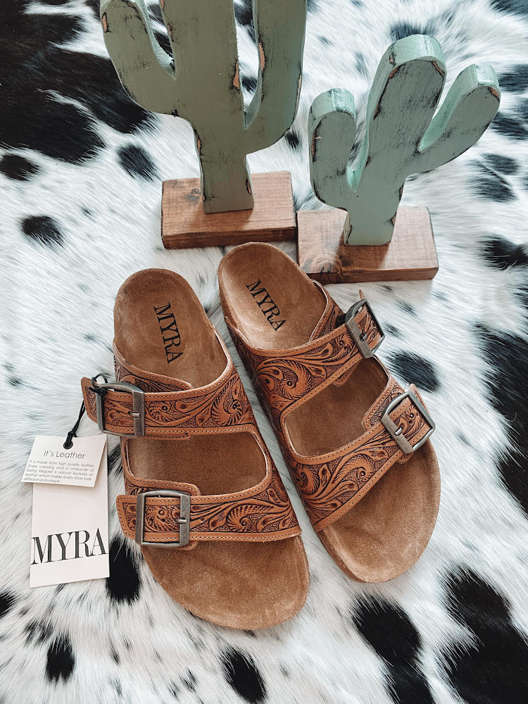 Myra Tooled Leather Sandals