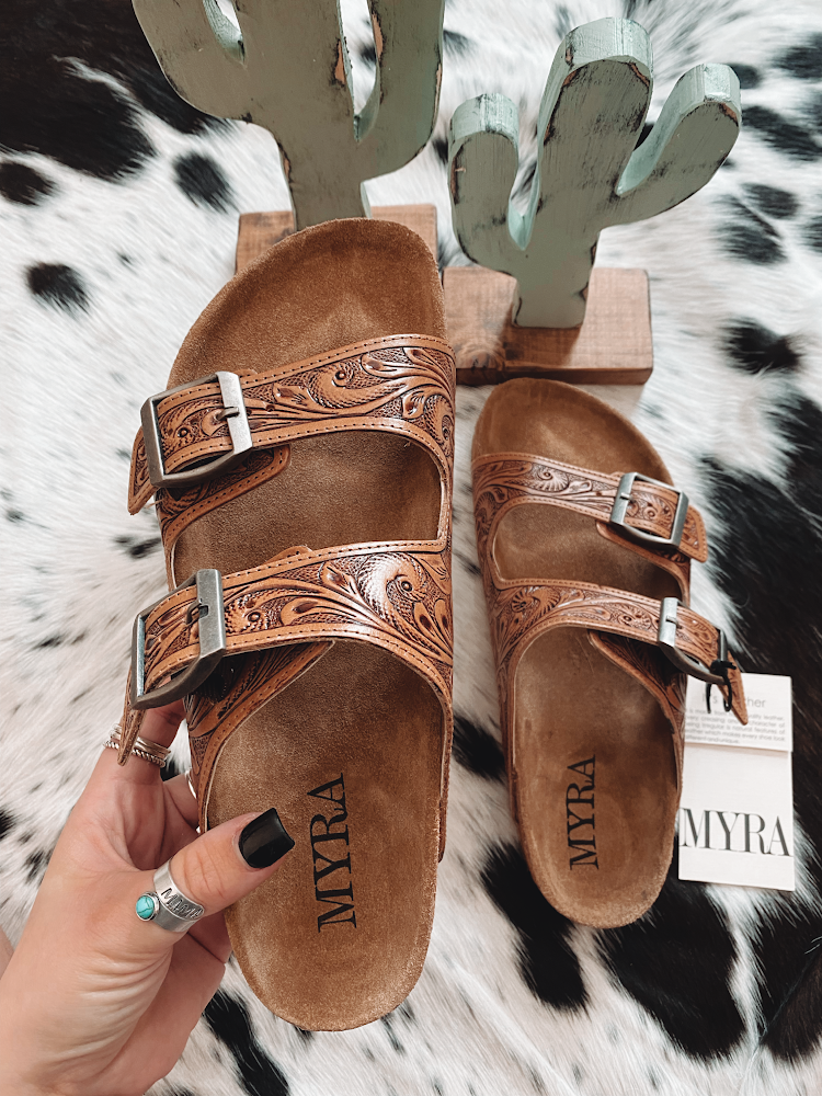 Myra Tooled Leather Sandals