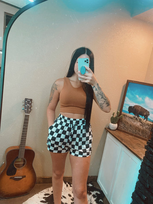 Checkered Drawstring Shorts