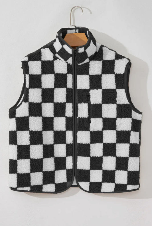 Checkered Sherpa Vest