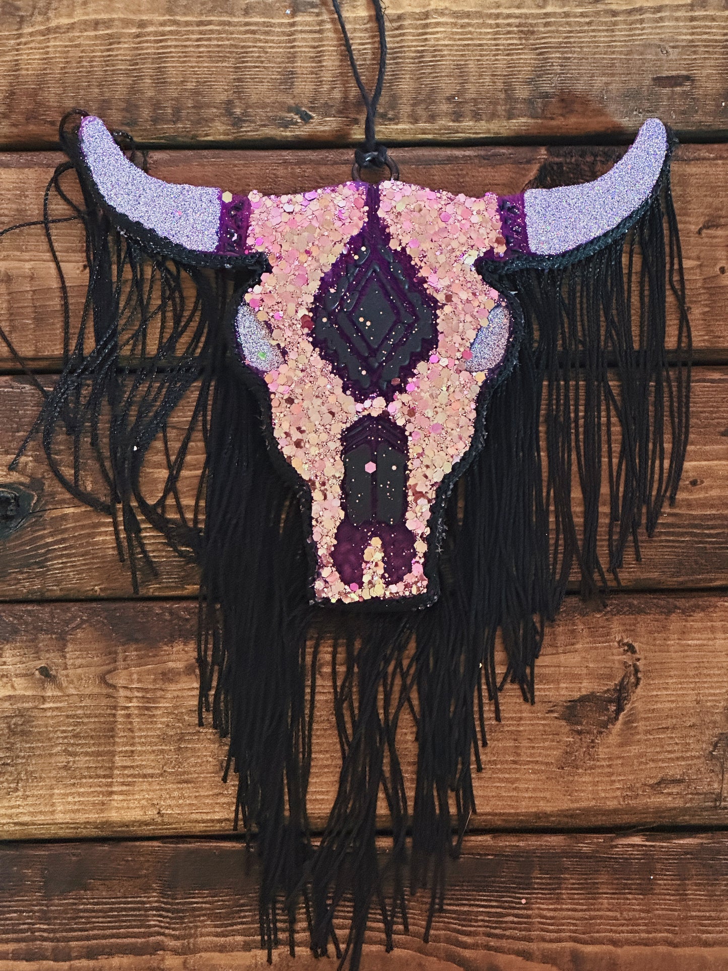 Purple Cow Skull Car Freshie