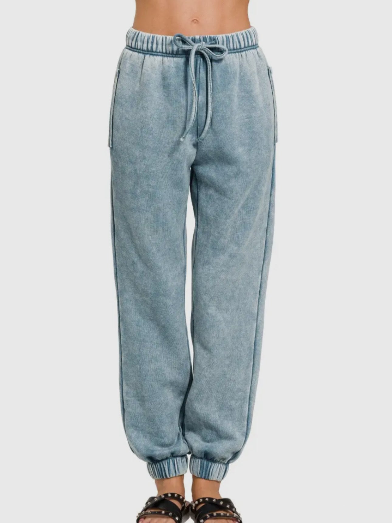 Blue Grey Mineral Wash Joggers