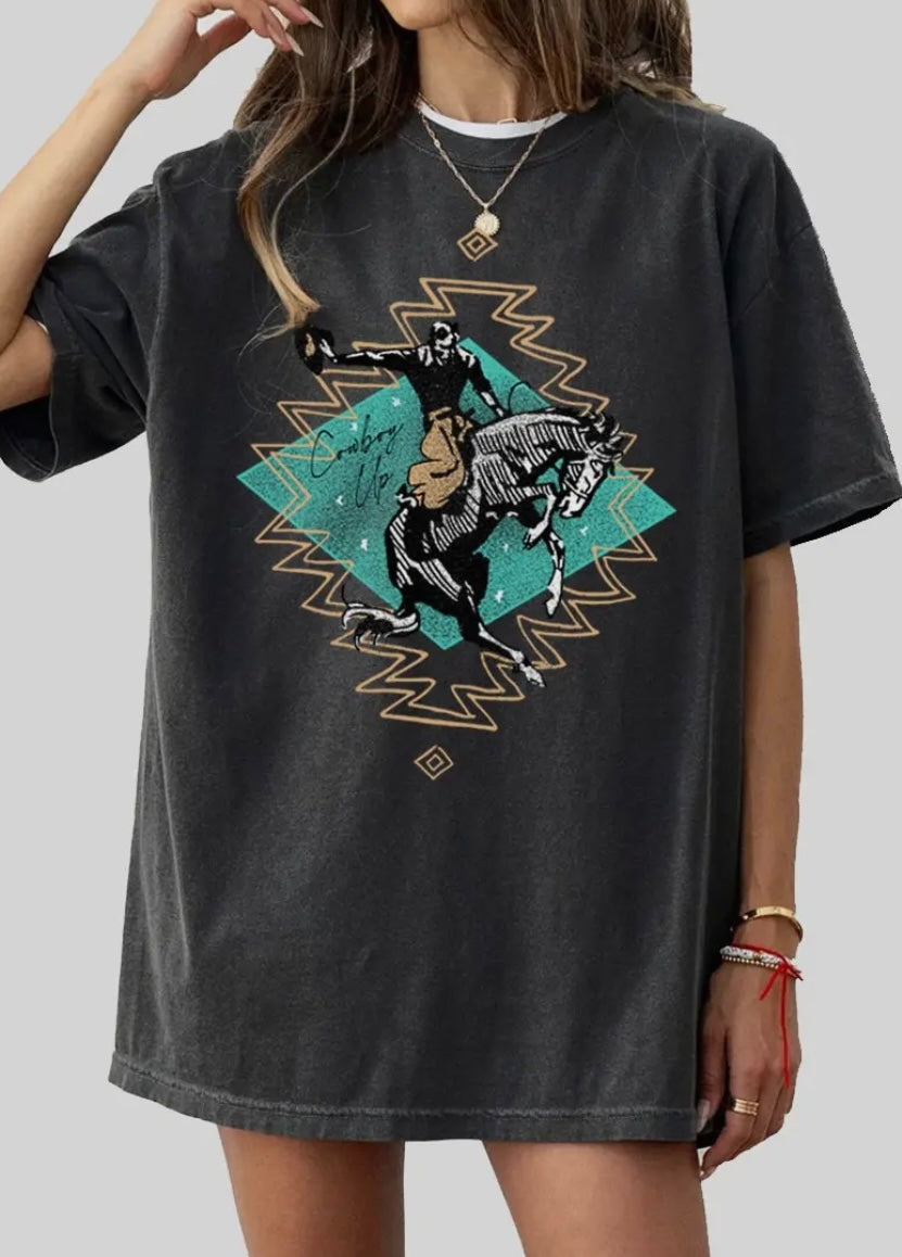 Cowboy Up Aztec Graphic Tee