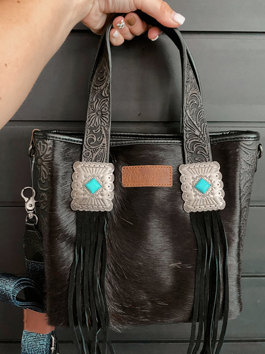 Black Cowhide Wrangler Crossbody